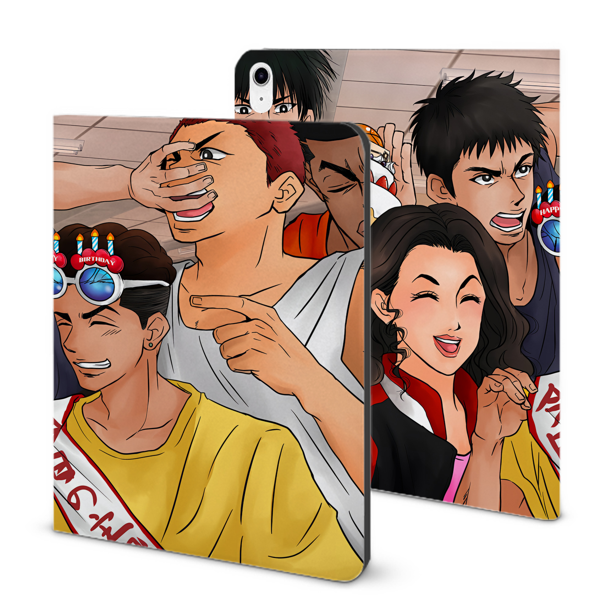 （画像用） SLAM DUNK／スラムダンク IPad ケース ブック型 PUレザー TPU 耐衝撃 軽量 薄型 ペン収納なし 全面保護 IPad 各モデル対応